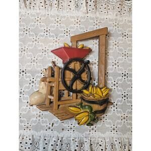 Vintage Homco Cast Metal Corn Sheller Wall Plaque 1978